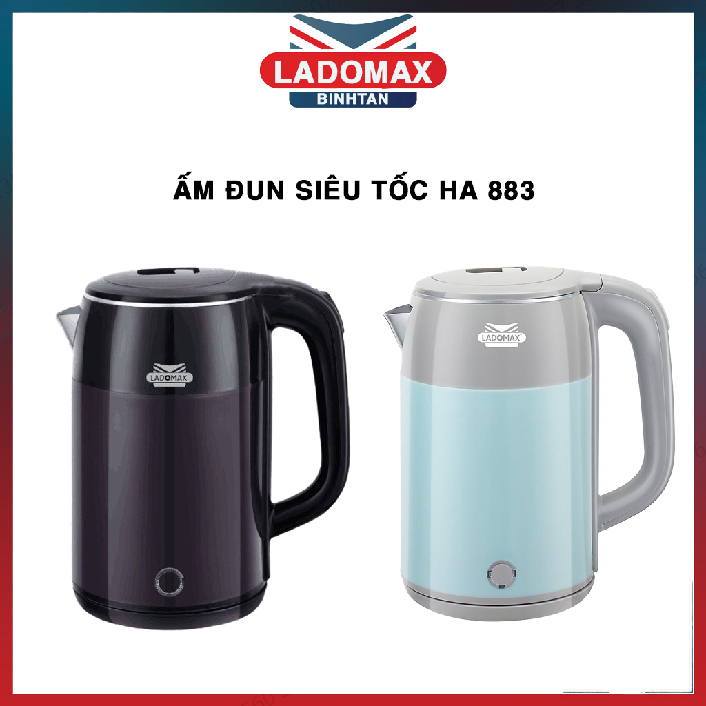 Bình đun siêu tốc Ladomax 2.5 lít HA-883 công suất 1500W inox cách nhiệt 2 lớp an toàn điện