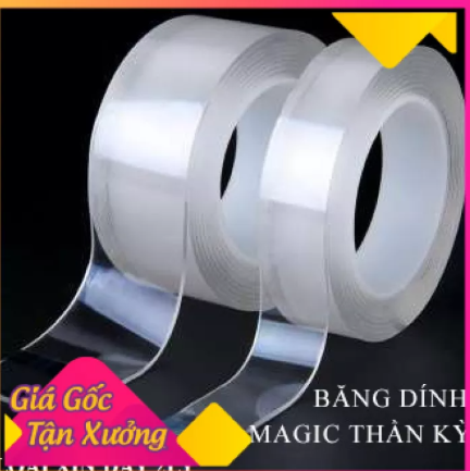 [HCM]Băng Keo Magic DÀI 3 MÉT( Loại Xịn ) Dính 2 Mặt Đa Năng Trong Suốt Dán Trên Mọi Bề Mặt
