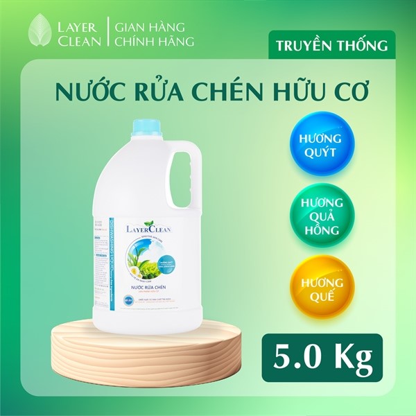 Nước rửa chén bát hữu cơ Layer clean 5L- Hương Hồng