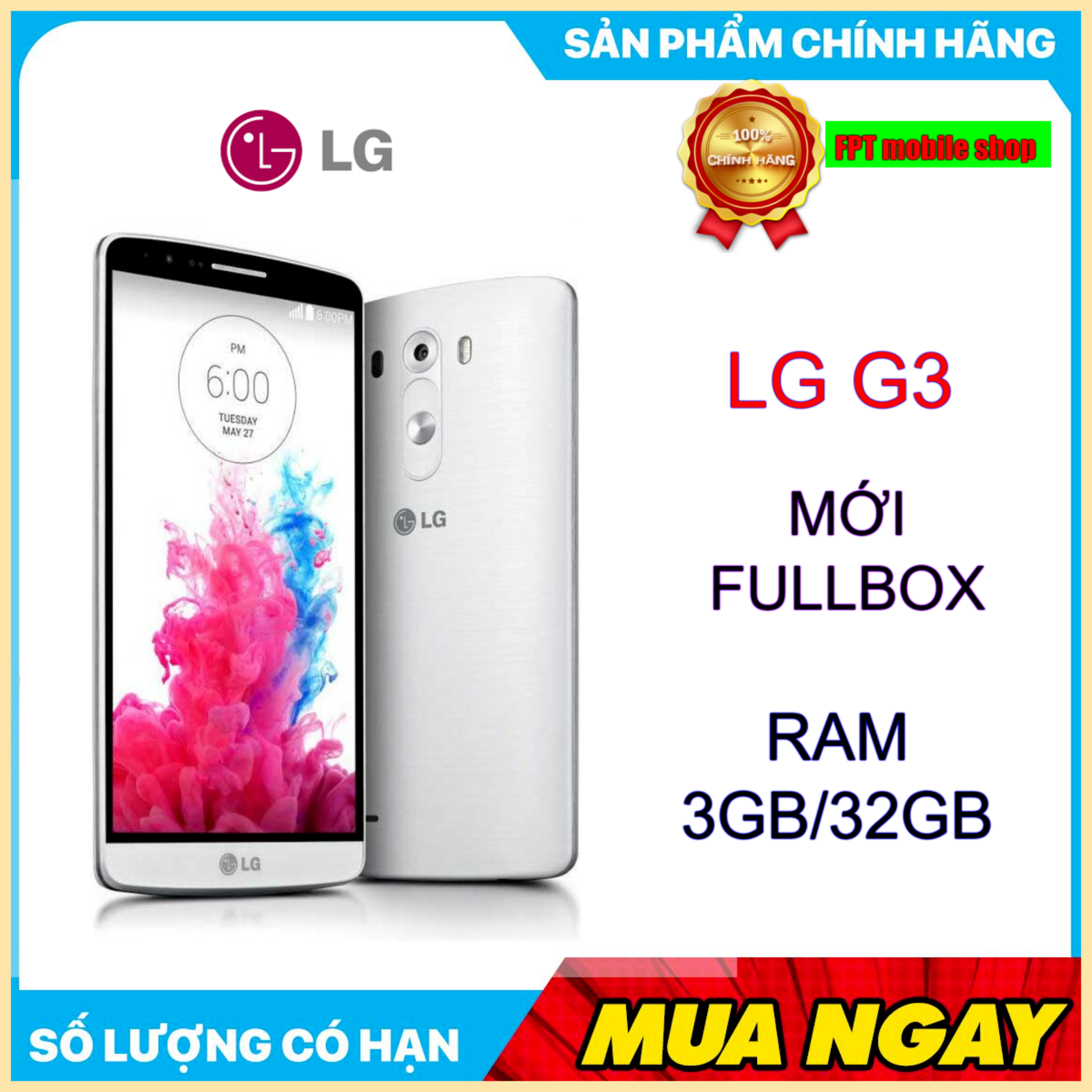 [HCM]Giảm Sốc Lg G3 Vàng Gold Ram 3Gb 32Gb Fullbox nhập khẩu