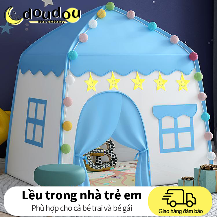 Lều Công Chúa Hoàng Tử Cho Bé – Mẫu Mới 2025 – 2 Màu Xanh Hồng – Vải Dày Cao Cấp