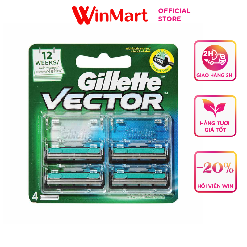 - Vỉ 4 lưỡi dao cạo Gillette Vector 4S