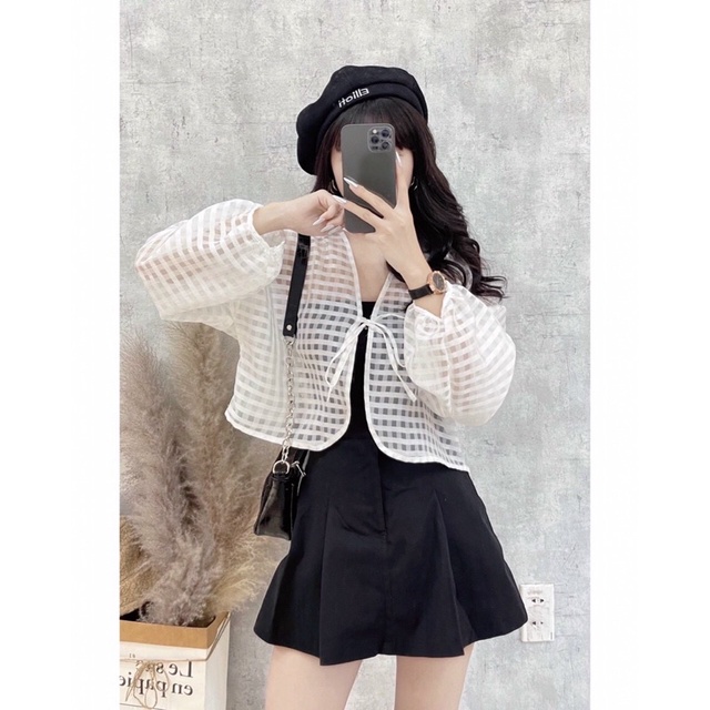 Áo lưới xinh ulzzang tay dài kèm bara siêu dày dặn