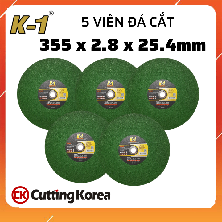 5 viên ĐÁ CẮT SẮT 355 | Đá cắt K1 Xanh 355 | Đá cắt sắt phi 355