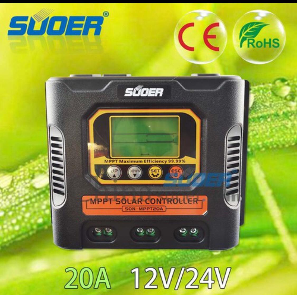 Bộ điều khiển sạc năng lượng mặt trời MPPT 20A suore