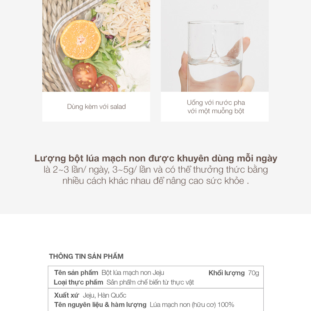 Bột Lúa Mạch Non Baeksagibyeol Jeju Barley Sprout Powder Nâng Cao Sức Khỏe, Cung Cấp Vitamin Khoáng Chất Hàn Quốc 100g