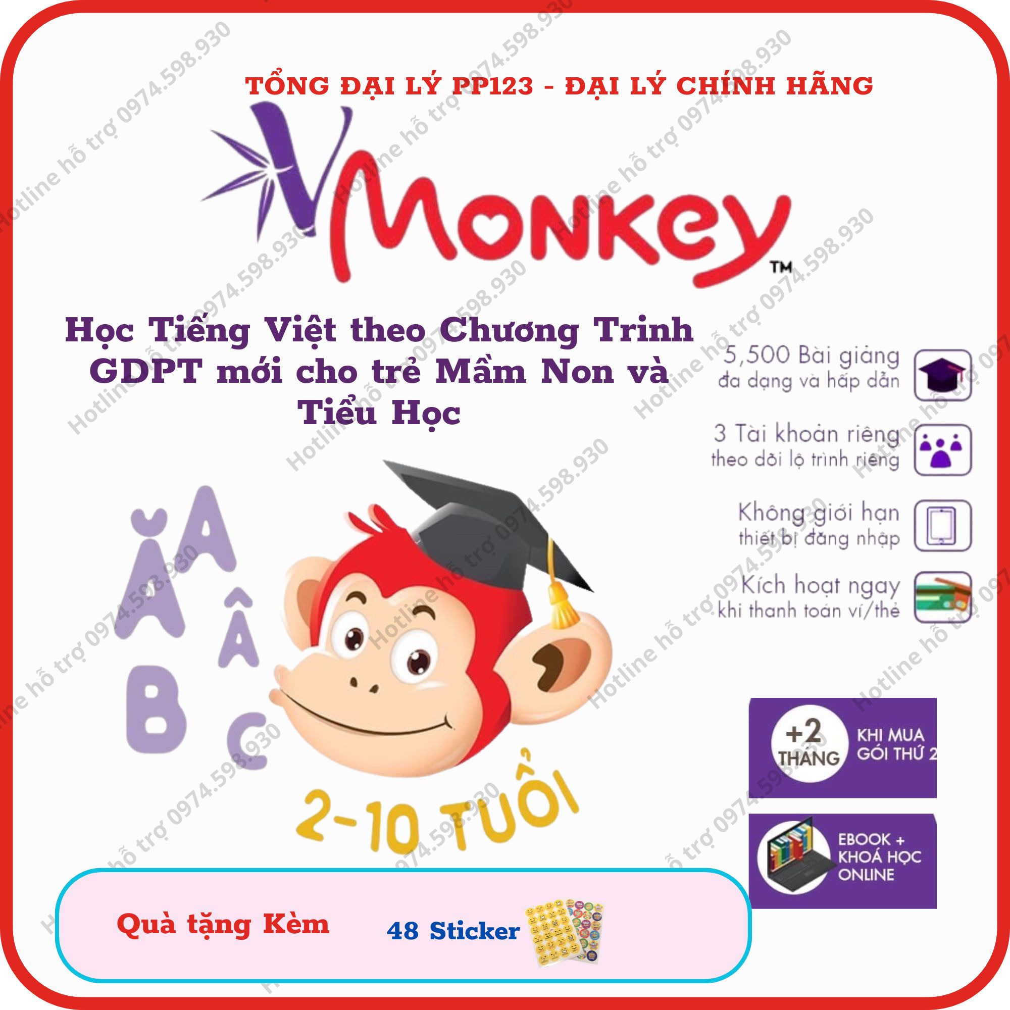 Vmonkey Trọn Đời - Bộ Tiếng Việt Tương Tác Chuẩn Bộ Giáo Dục