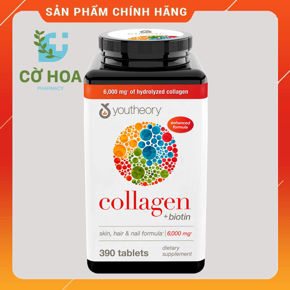Viên bổ sung Collagen youtheory Collagen + Biotin- Hộp 390 viên