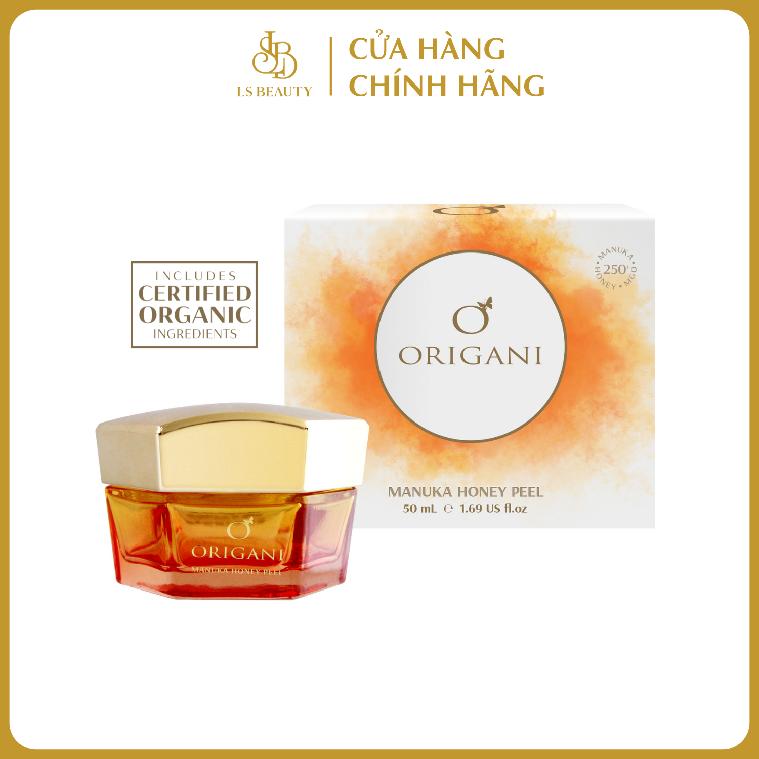 Mặt nạ tẩy tbc mật ong manuka origani dòng sản phẩm hữu cơ dạng gel dễ dàng sử dụng nhanh chóng - 50ml giúp làm sạch, mềm mịn và làm đều màu da