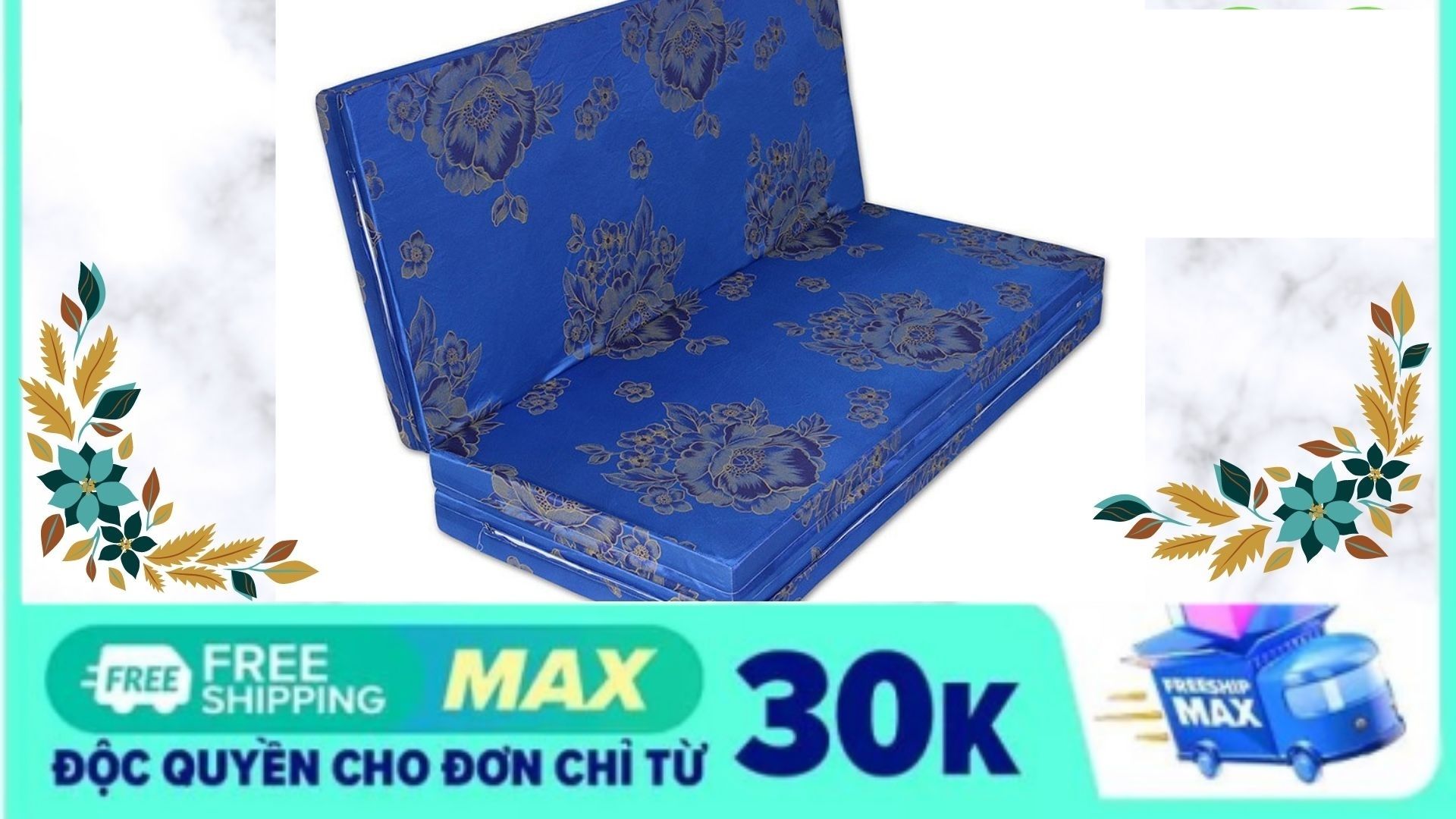 Nệm pe 1m8x2mx5cm,gấp 3 hàn quốc gọn nhẹ ,sang trọng và cao cấp