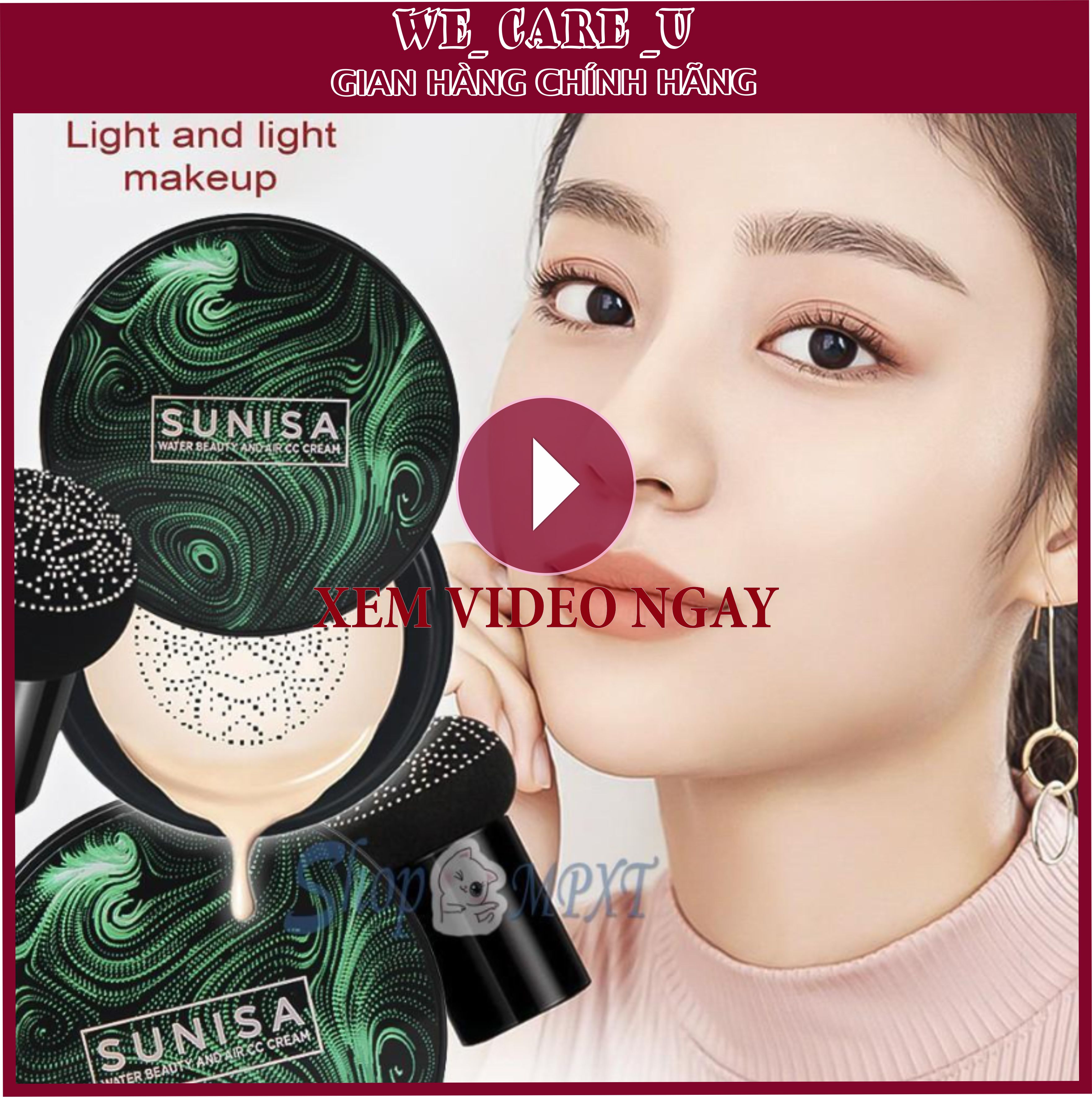 Phấn Tươi Sunisa Kèm Bông Đánh Phấn Cao Cấp | Phấn nước Sunisa che khuyết điểm kiểm soát dầu phấn che khuyết điểm Sunisa kem che khuyet diem và kiem soat dau