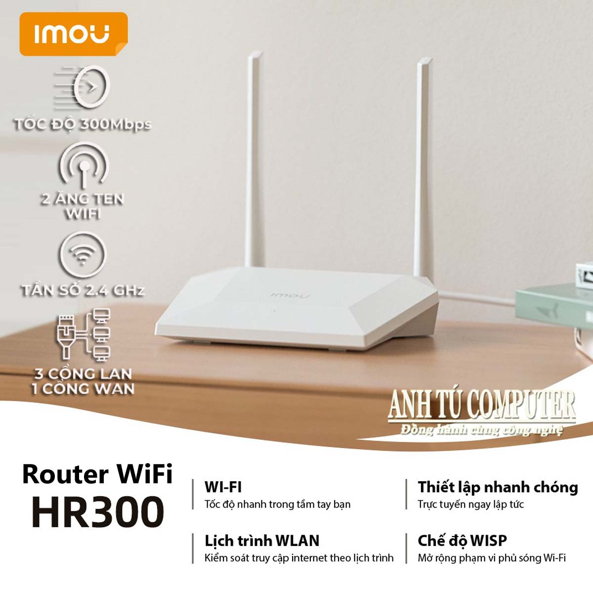 Thiết bị phát Wi-Fi 300Mbps IMOU HR300