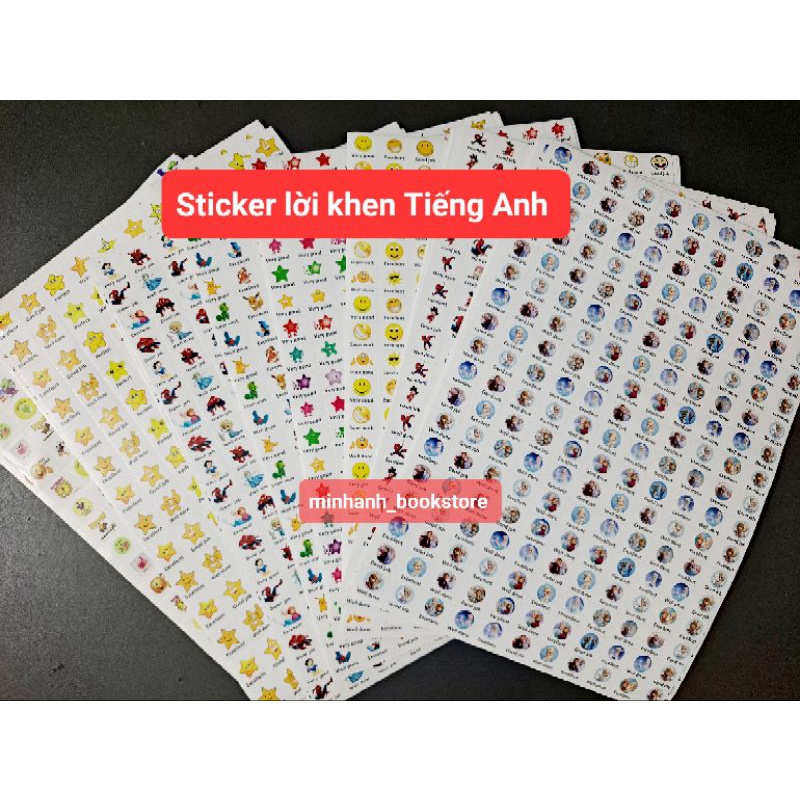 Set 15 tấm sticker lời khen Tiếng Anh