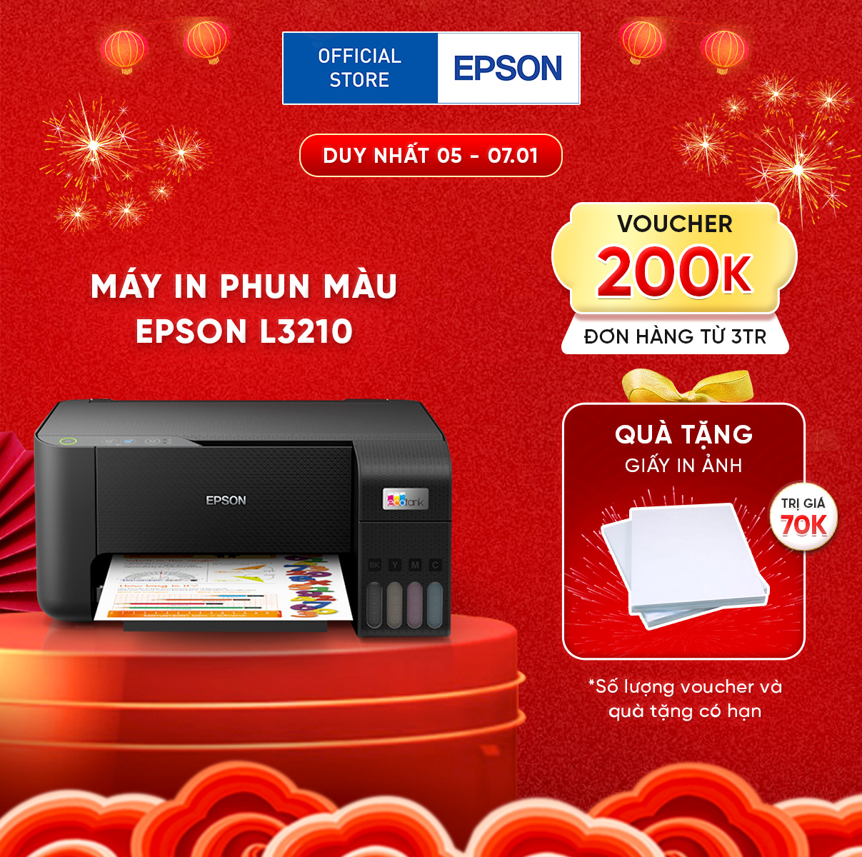 Máy in phun màu đa năng Epson Ecotank L3210