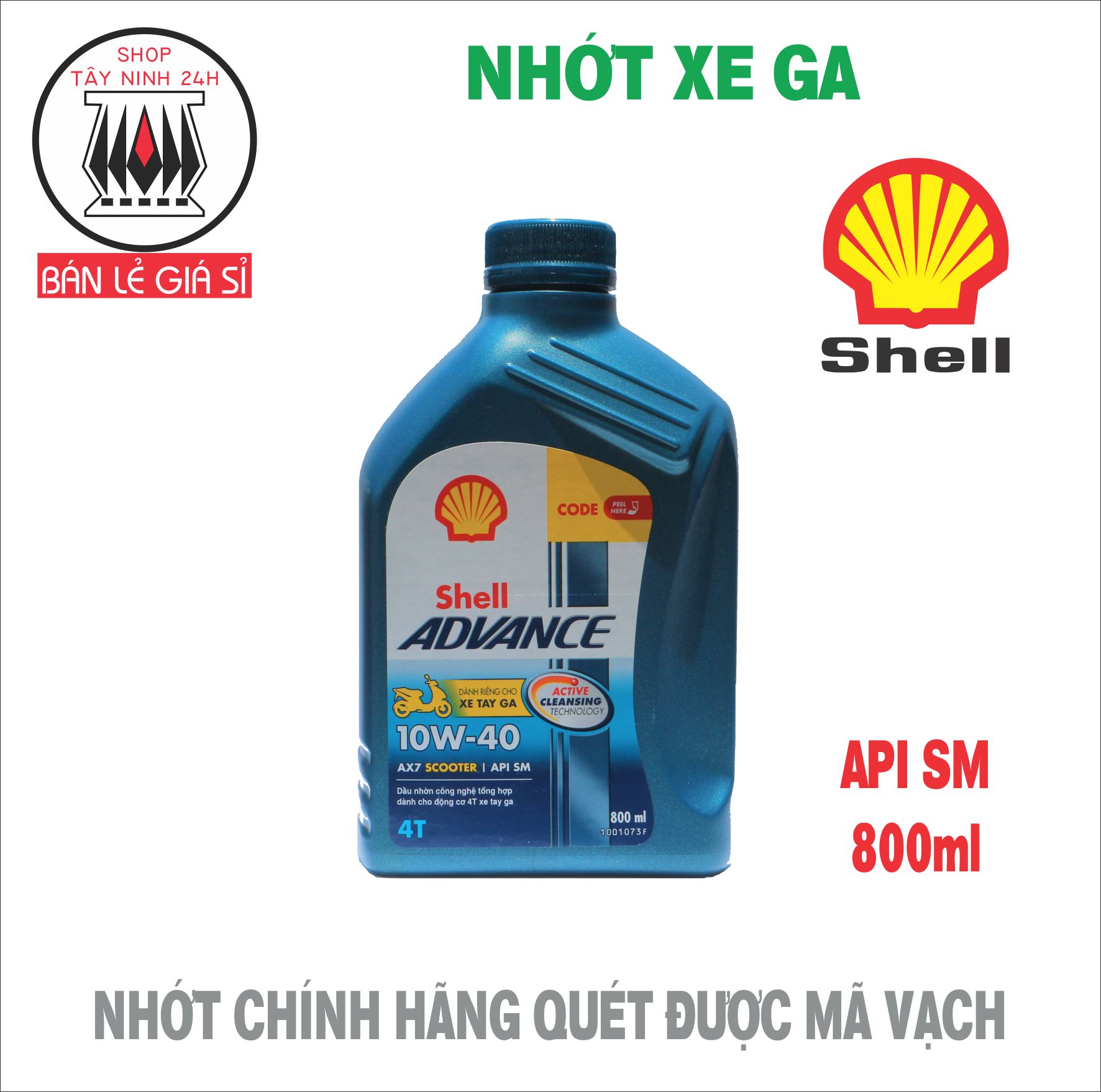 Shell advance ax7 scooter 10w40 800ml nhớt xe ga