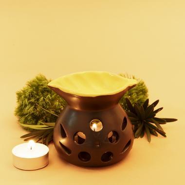 {COMBO 3IN1} Đèn xông tinh dầu, Đèn khuếch tán tinh dầu, Đèn đốt tinh dầu dùng nến HÌNH CHIẾC LÁ + Tặng tinh dầu trị giá 30k + Nến