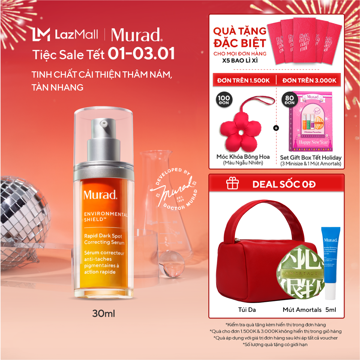  Tinh chất làm mờ vết nám và giảm sự hình thành đốm nâu Murad Rapid Dark Spot Correcting Serum 30ml 