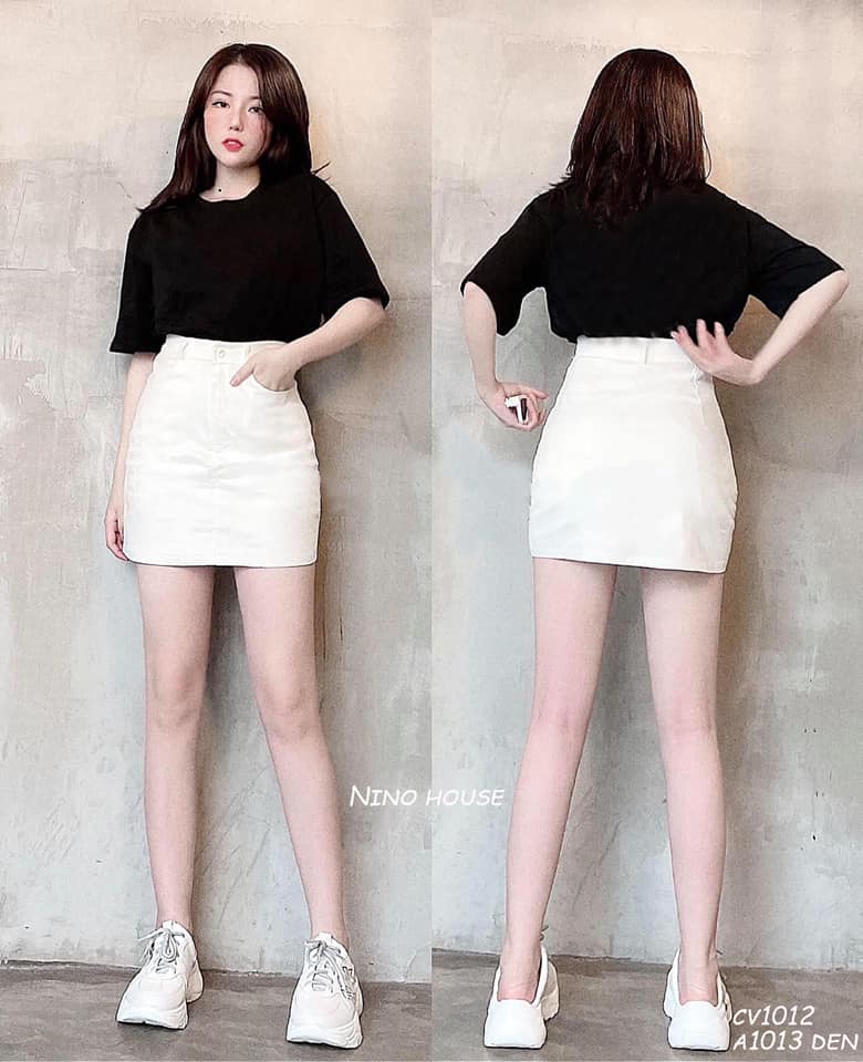 [HCM]CHÂN VÁY JEAN CẠP CAO ÔM GIÁNG MÀU TRẮNG [CV1012]CO GIÃN