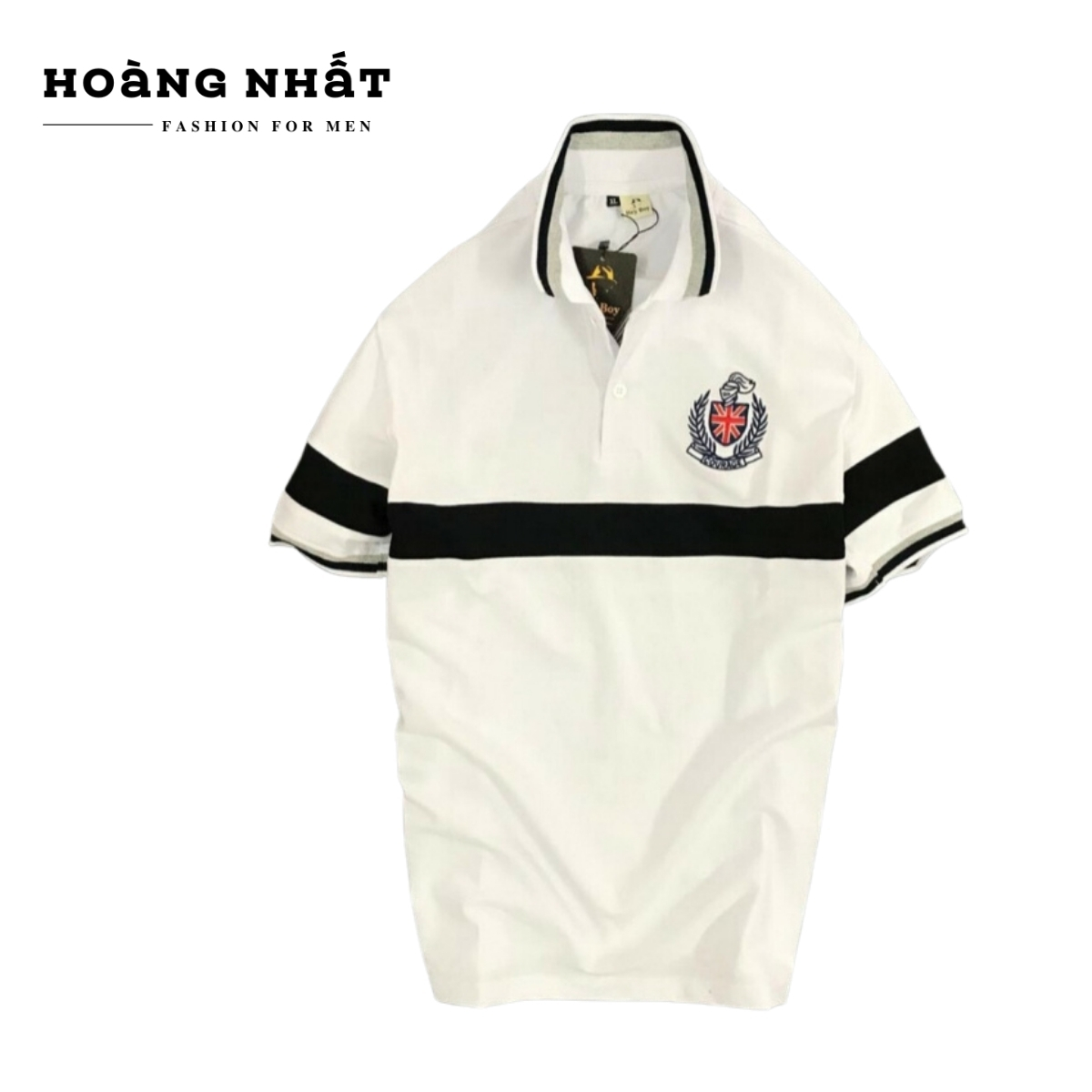 [HCM]Áo thun nam ngắn tay cổ bẻ logo thêu cờ nước anh cực đẹp - A030