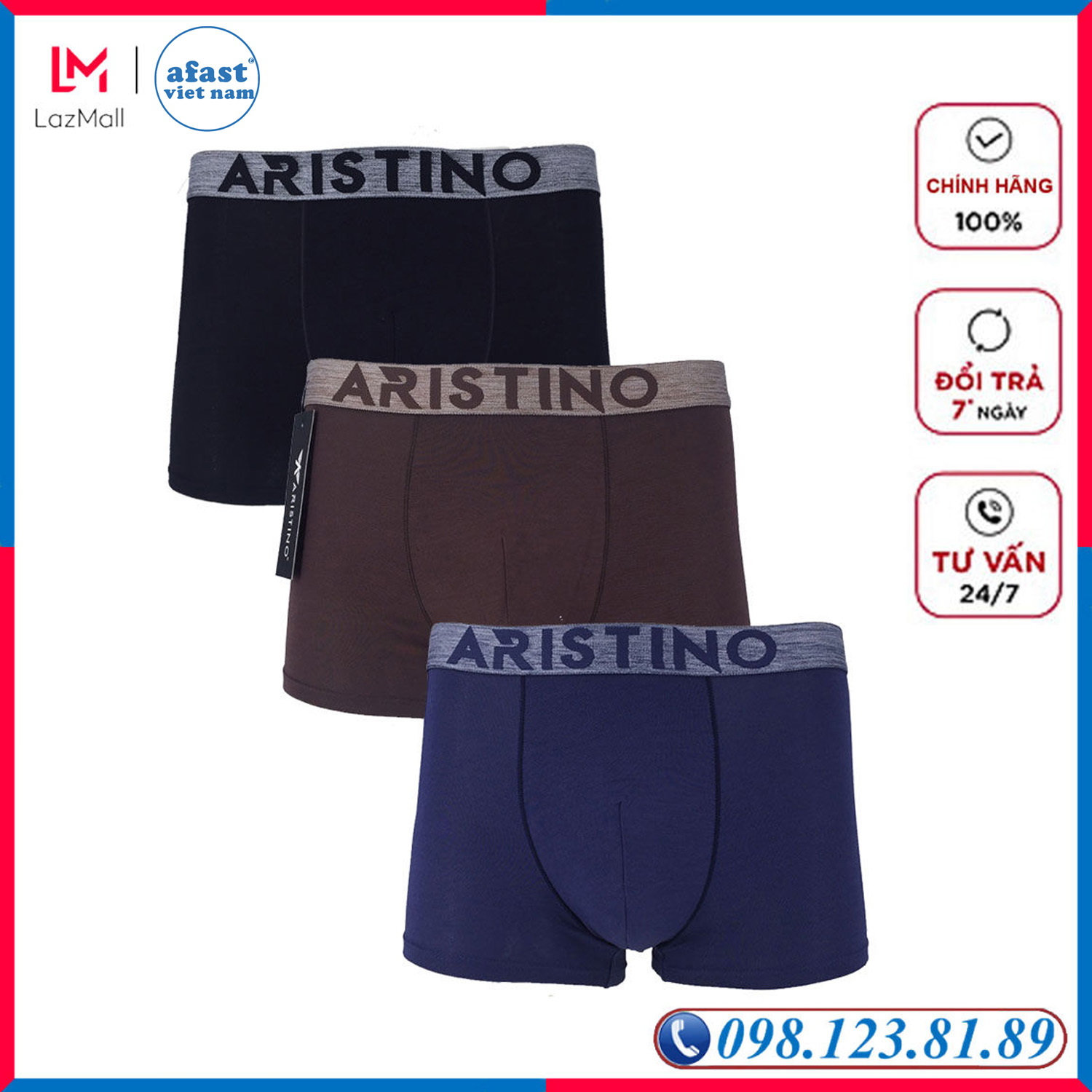 Combo 3 chiếc quần lót nam boxer Aristino ABX 16 16 chất liệu Modal chống co rút, mềm mại, êm ái, an toàn cho da nhạy cảm - AFAST VIỆT NAM