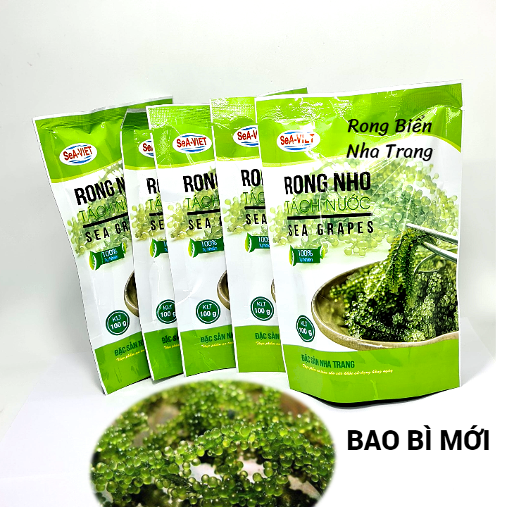 Rong nho tách nước Sea Việt 500g 5 gói 100g - Rong nho được sản xuất từ rong nho biển tươi ngon nhất