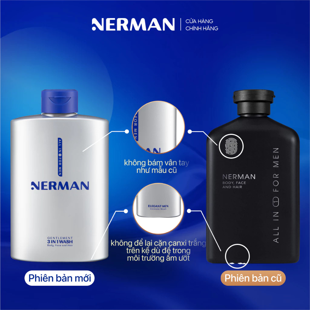 Sữa tắm gội nam giới hương nước hoa Gentleman 3 in 1 Nerman 350g - Ha Chi JSC