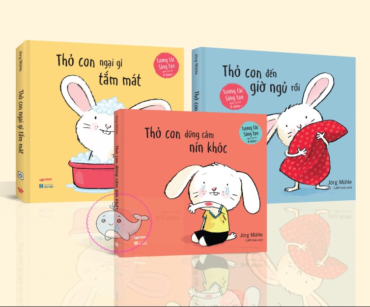 Sách - thỏ con ngại gì tắm mát/ thỏ con đến giờ ngủ rồi/ thỏ con dũng cảm nín khóc - bộ 3 cuốn