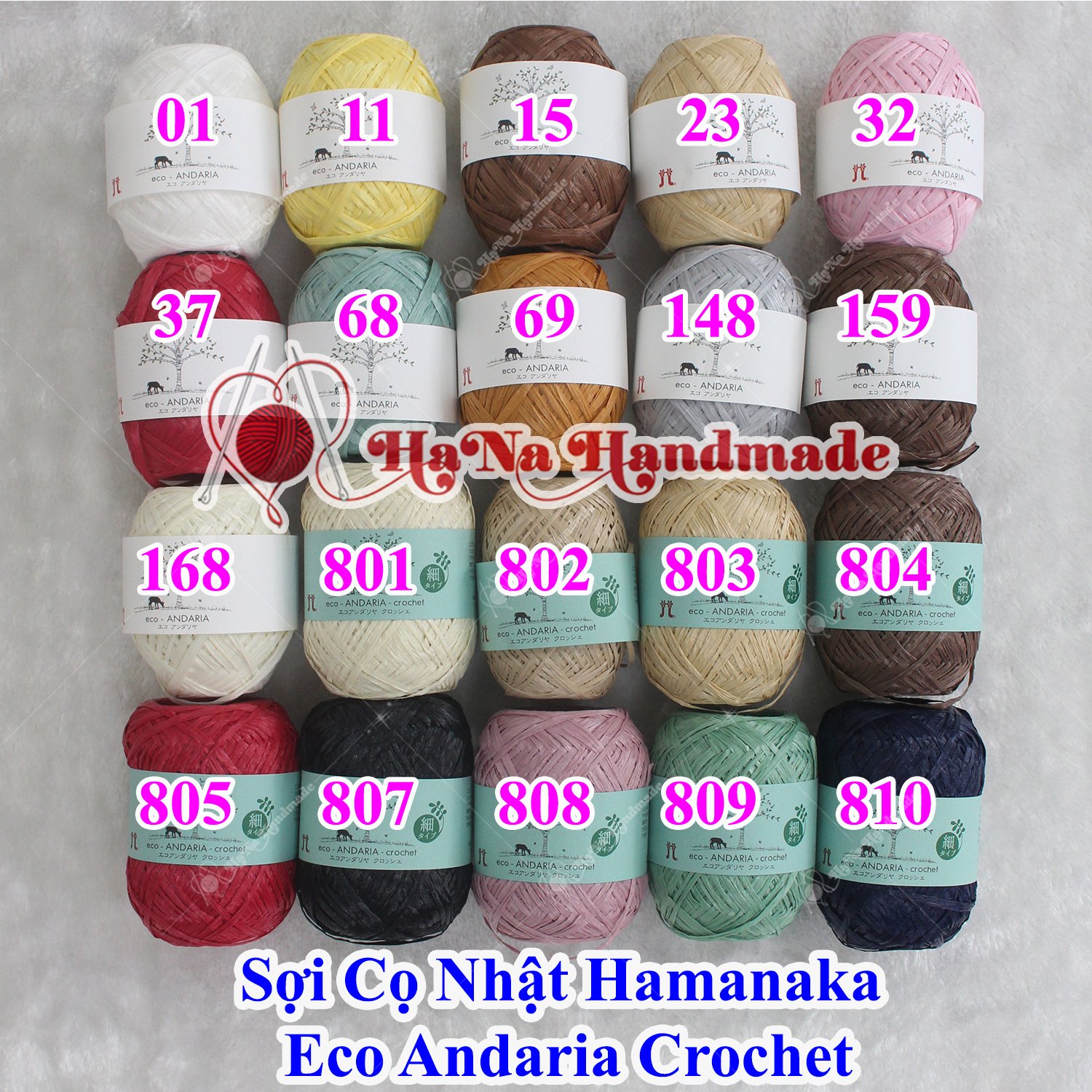 Sợi cọ Hamanaka Cọ Nhật đan móc Eco Andaria cuộn 30g và 40g
