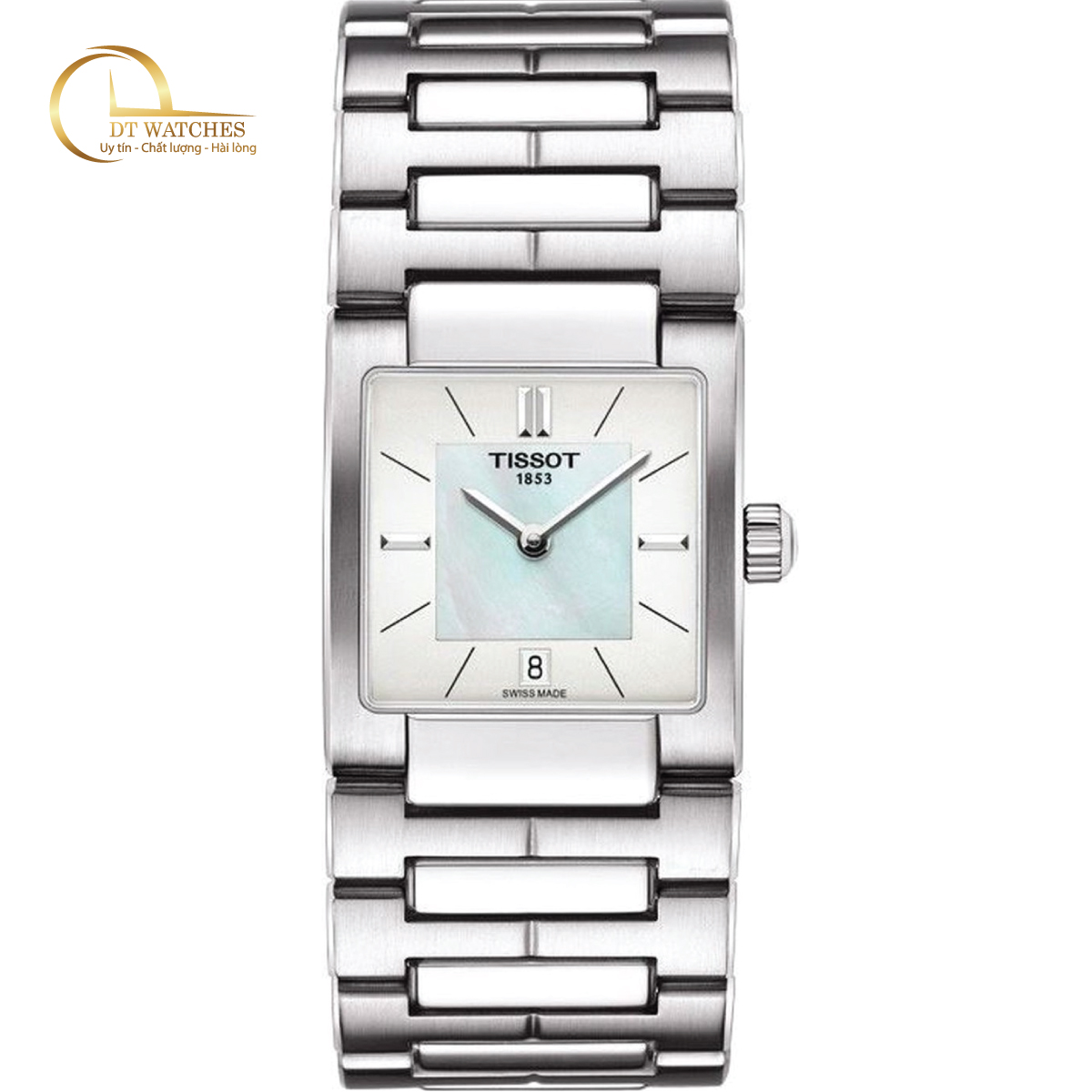 Đồng hồ Nữ Tissot 1853 máy quartz, kính shapphire, dây thép không gỉ, size 31.6mm x 23mm T090.310.11.111.00
