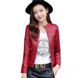 Áo khoác da cổ cài nút cách điệu
