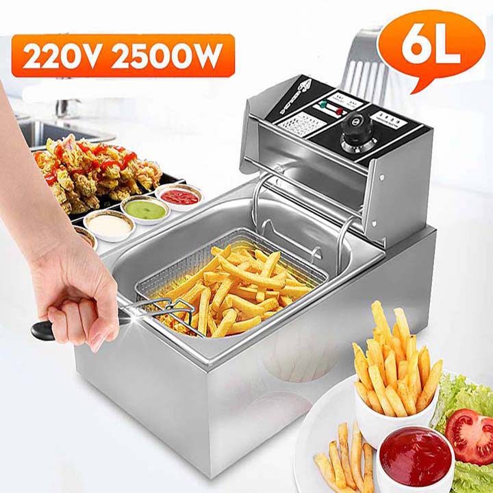 Bếp chiên điện 6l, bếp chiên nhúng điện đơn 6l đa năng, bếp chiên nhúng điện đôi dễ dàng sử dụng, bếp chiên nhúng điện gia dụng, bếp chiên ngập dầu tiện lợi có kèm tay chống nóng-chiên ngập dầu 6l