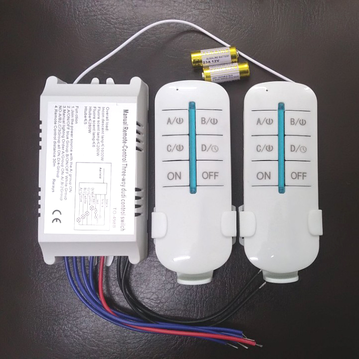 Bộ công tắc điều khiển từ xa sóng radio RF 1 2 3 4 cổng xuyên tường không dây, bo dieu khien tu xa