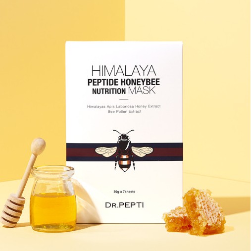 Mặt nạ tinh chất mất ong và phấn hoa, axit hyaluronic gấp 6 lần Dr.Pepti Himalaya Peptide Honeybee Nutrition Mask (1 hộp 7 miếng)