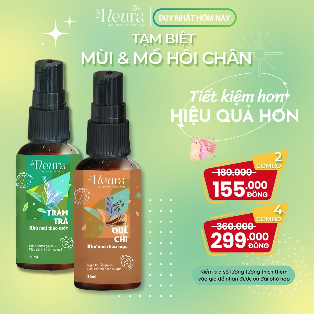 Bộ 2 Xịt Khử Mùi Hôi Chân Thảo Mộc THE FLEURA Xịt Chống Hôi Chân Ngăn Mồ Hôi Chân Mùi Hôi Giày An Toàn Thân Thiện Cho Da