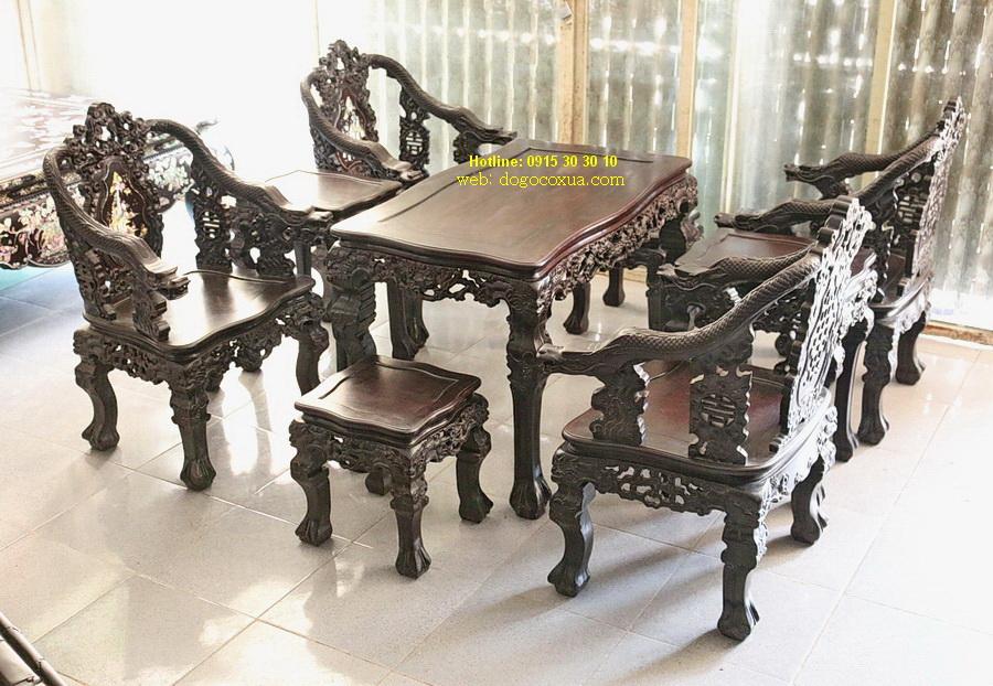 BỘ GHẾ MINH RỒNG - CẨN XÀ CỪ 7 MÀU - ĐẸP ĐẶC SẮC - ĐỒ GỖ VIỆT XƯA