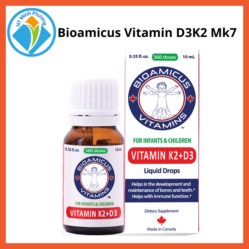 [Giảm 50%] Bioamicus Vitamin D3K2 Mk7.Giúp Bé Hấp Thu Canxi Tối Đa