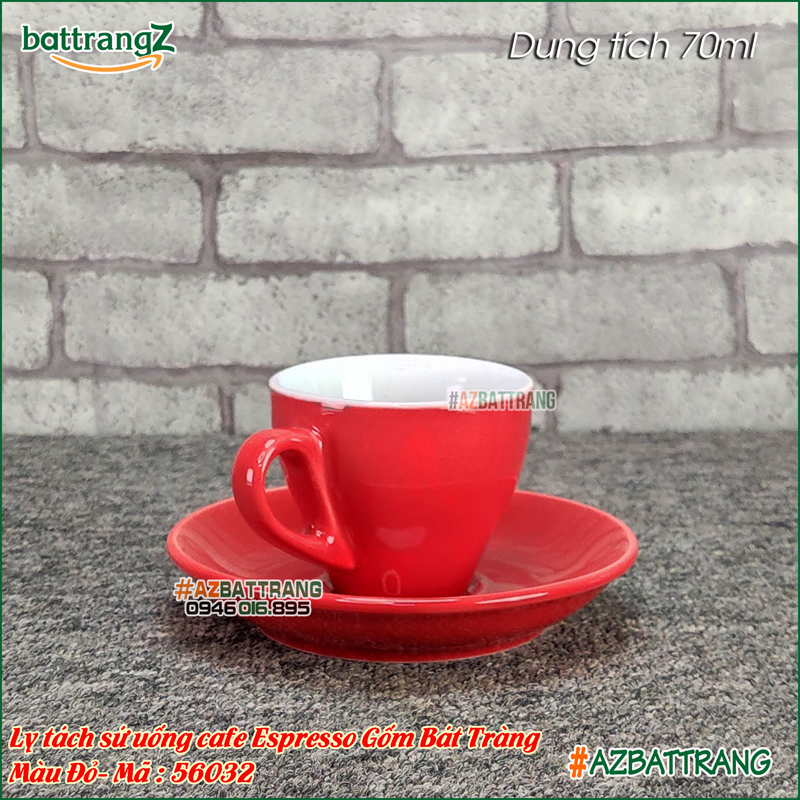 Ly sứ uống cafe Espresso màu Đỏ gốm Bát Tràng