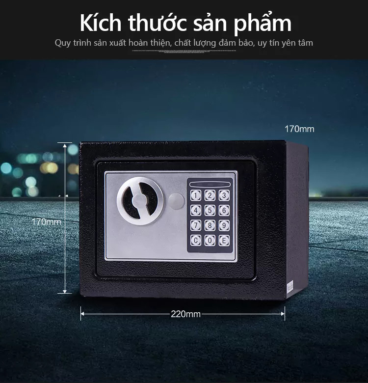 Két sắt mini thông minh có khóa mật mã xách tay chống cháy an toàn - két sắt gia đình tiết kiệm diện tích có khe nhét tiền