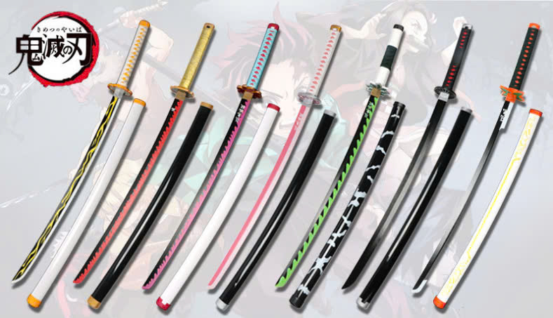 Đạo cụ hóa trang kiếm gỗ kimetsu no yaiba 1m ( bản đẹp ) Full - Tặng kèm giá đỡ - Đạo cụ cosplay - A