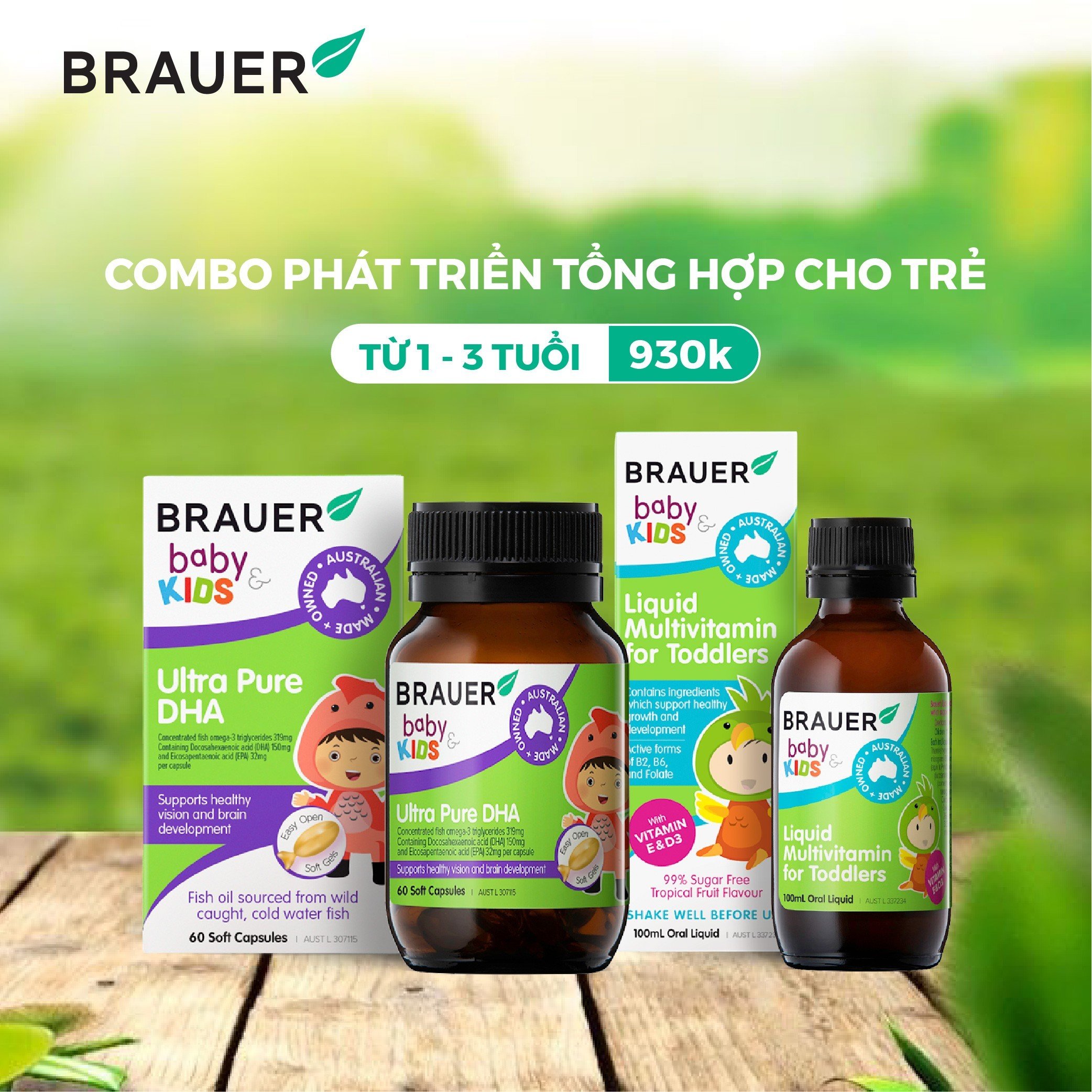 Combo Vitamin Brauer phát triển tổng hợp cho bé từ 1 đến 3 tuổi