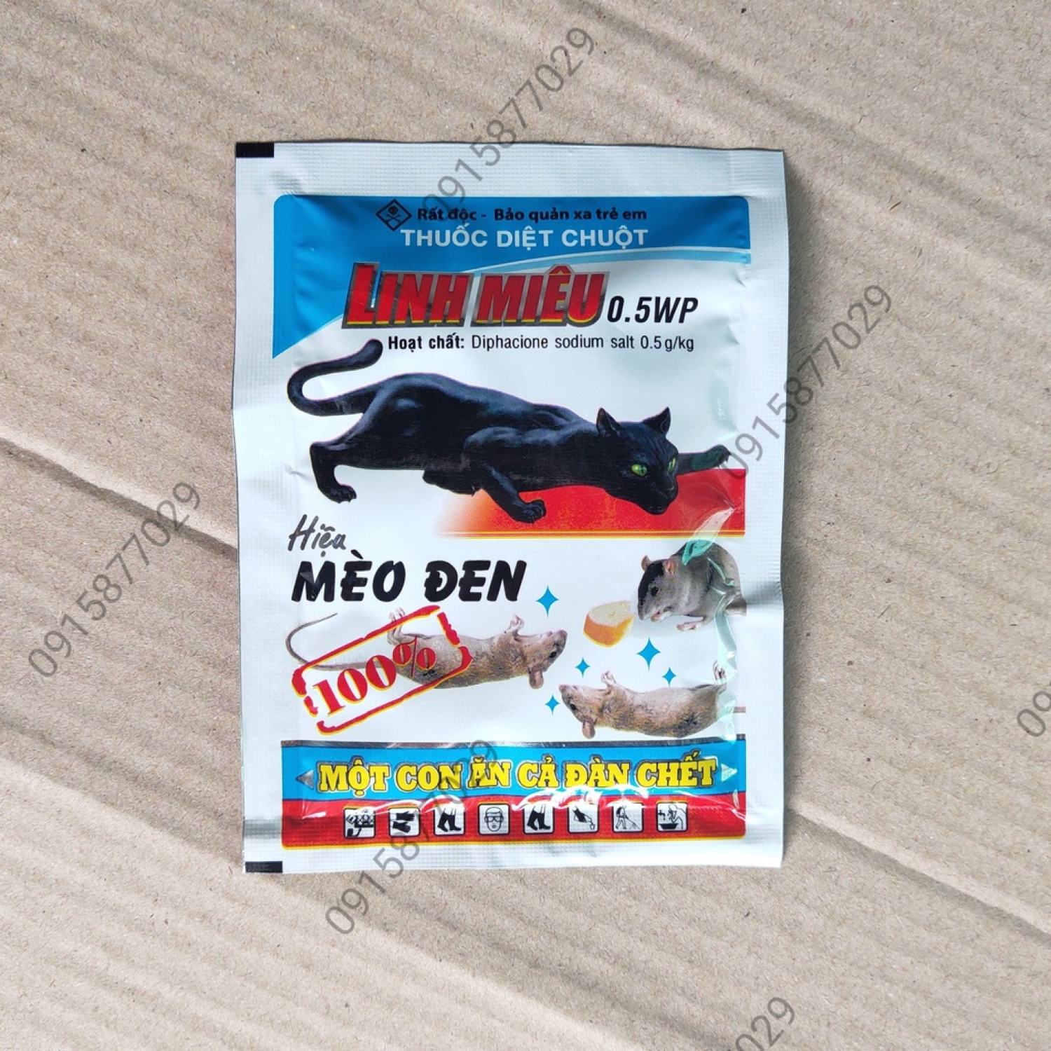 Linh Miêu 0.5WP 10gr - thuốᴄ diệt chuột hiệu Mèo đen - Một con ăn cả đàn chết