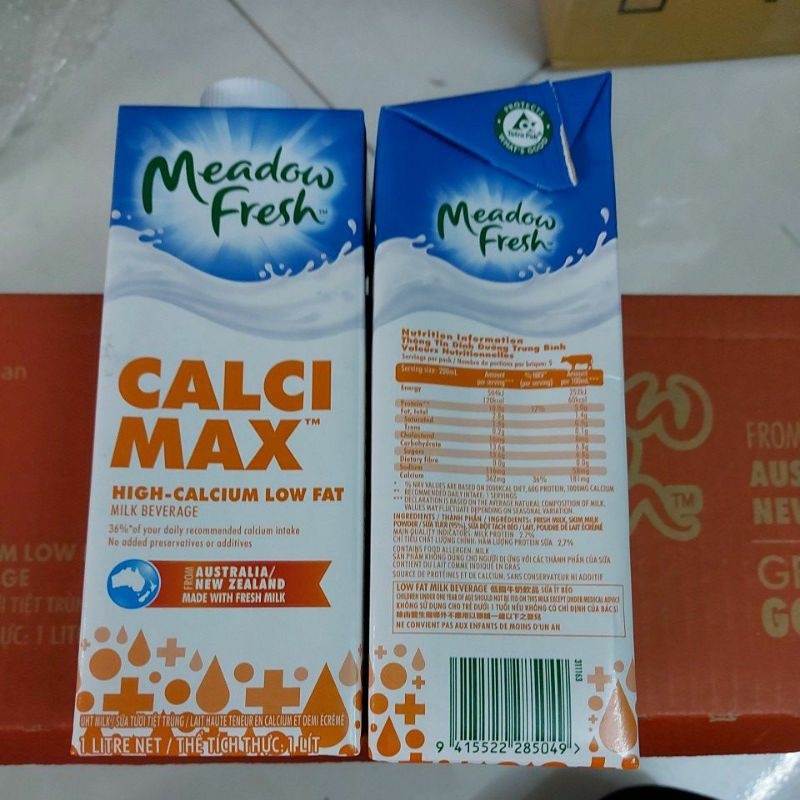 Hot sale thùng 12 hộp 1lít sữa tươi meadow fresh calci max 1l- úc nk-