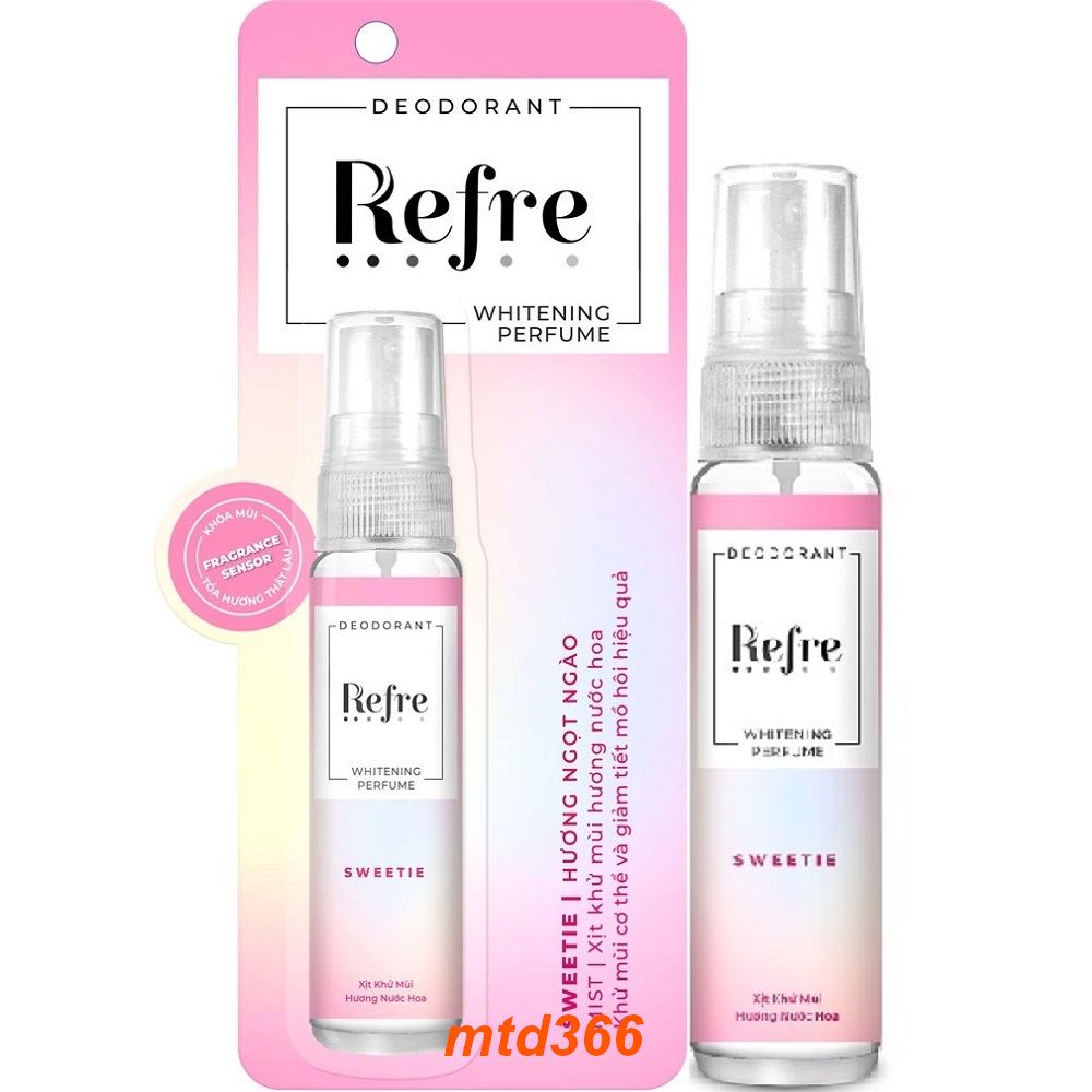 Xịt khử mùi refre 30ml hương ngọt ngào dưỡng sáng da