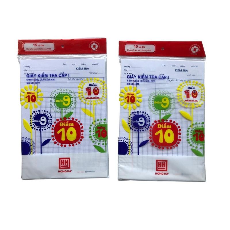 Giấy kiểm tra cấp i hồng hà / giấy kiểm tra 4 ôly