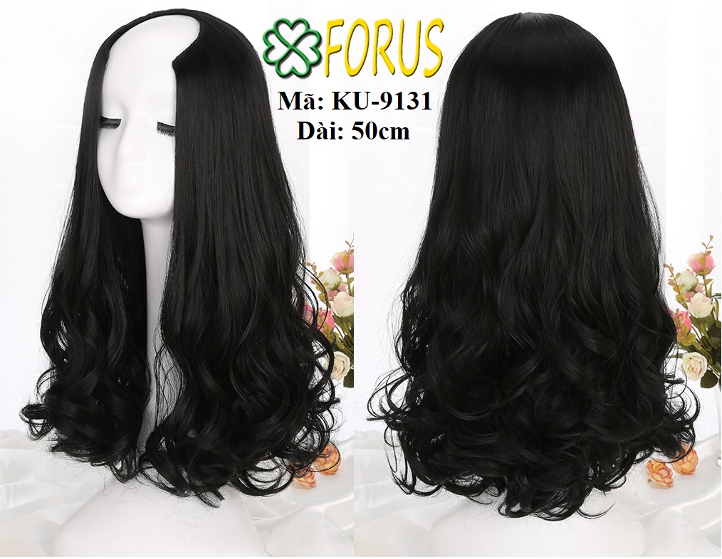 Tóc giả nữ kẹp U, kẹp tóc giả chữ U, kẹp nữ 3/4 đầu KU-9131 Sỉ 130k