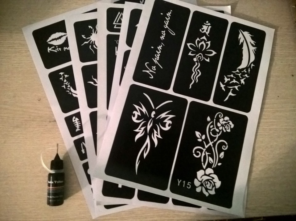 Combo 1 lọ mực xăm 15 ngày Jagua + 5 tờ khuôn mẫu