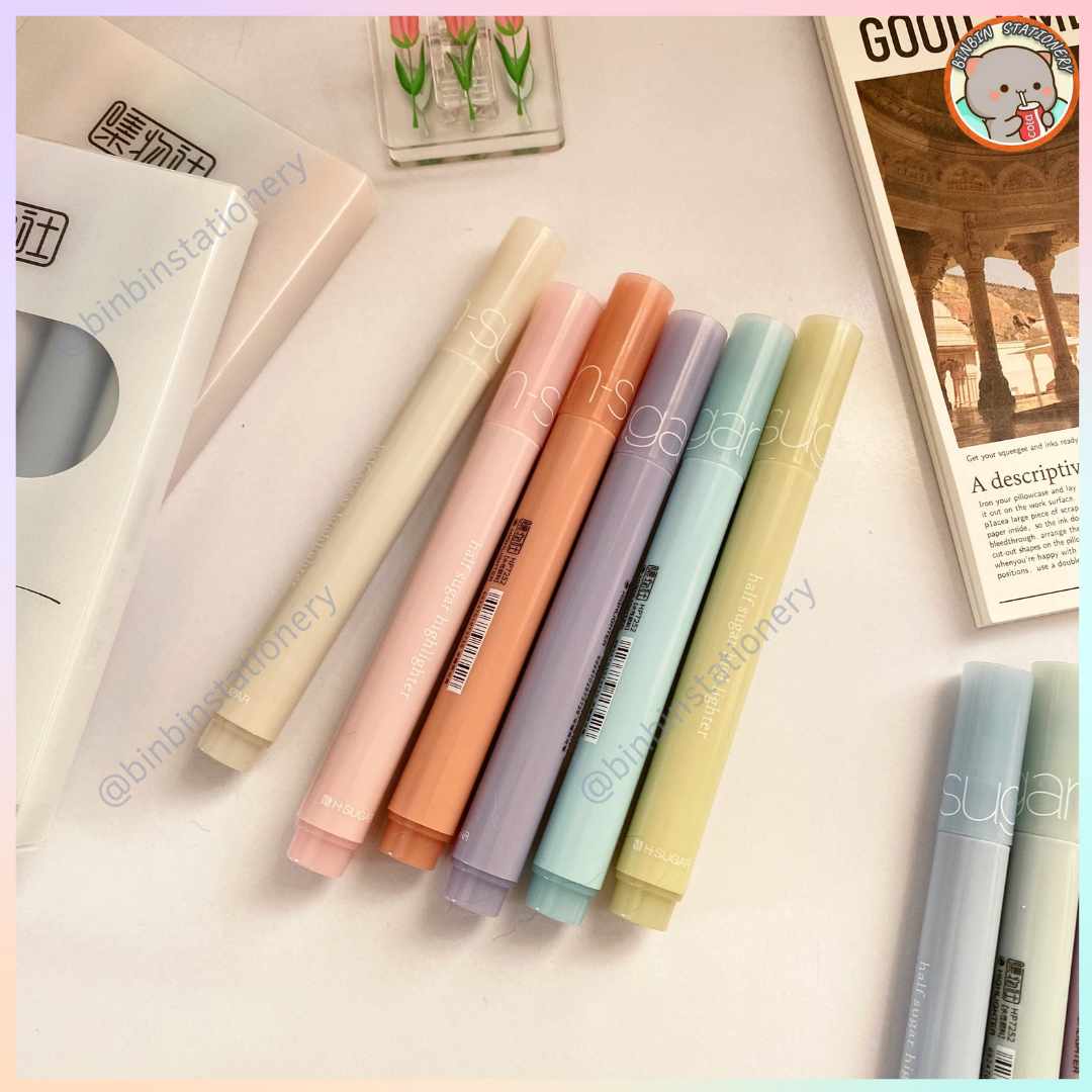 Set 6 bút Highlight Half Sugar phong cách Pastel, Morandi HL03