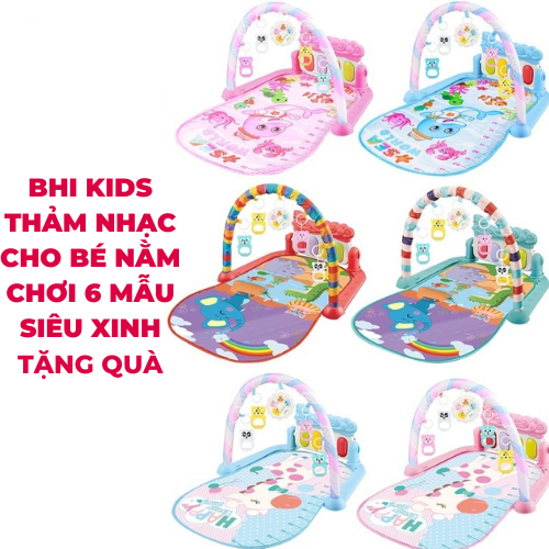 Thảm nhạc piano - thảm nhạc nằm chơi cho bé BHI KIDS mẫu hươu cá heo, voi