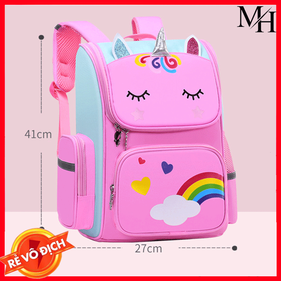 [LỚP 3-9] Cặp Chống Gù, Balo đi học cho bé, chống nước,có phát quang bảo vệ bé vào ban đêm, cặp sách học sinh tiểu học hình kì lân cho bé gái