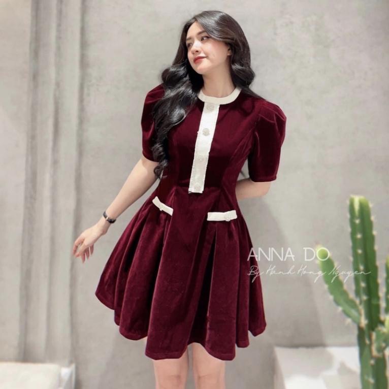 Váy nhung xòe - váy tiểu thư diện tết, thu đông sang chảnh